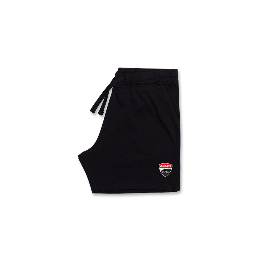 Pantaloni corti neri da bambino e ragazzo con logo Ducati Corse