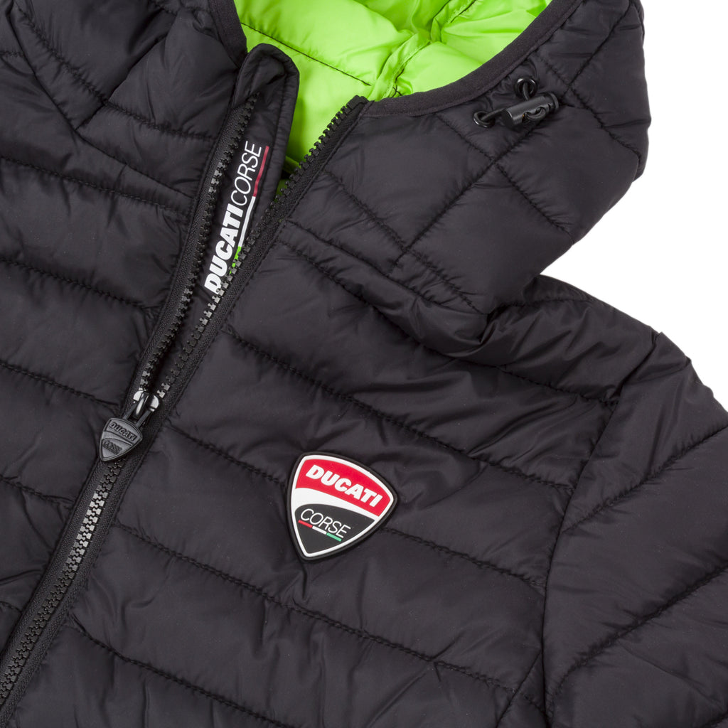 Giubbotto nero da Ragazzo con interno verde e logo Ducati Corse