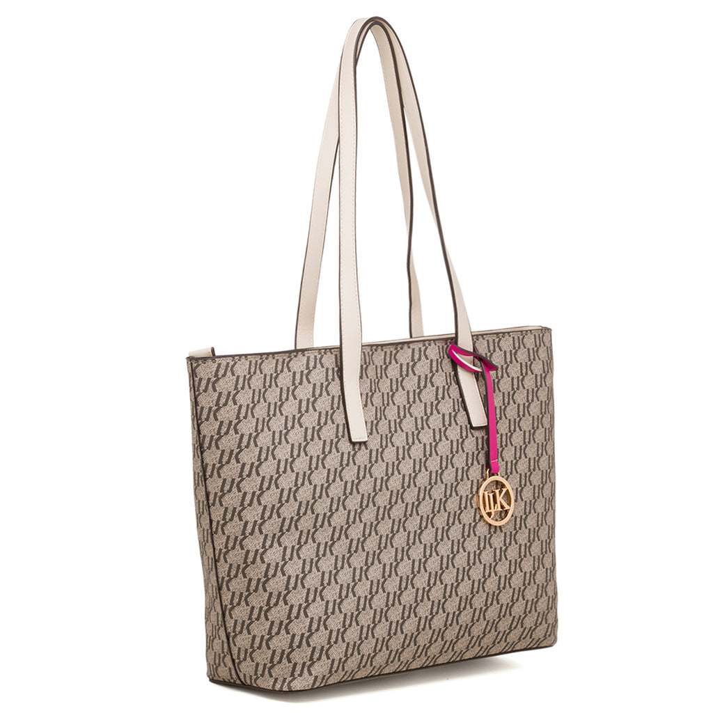 Borsa a spalla taupe da donna con stampa monogramma Lumberjack Jamie