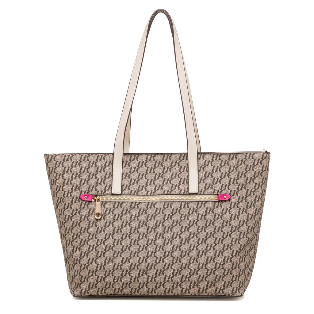 Borsa a spalla taupe da donna con stampa monogramma Lumberjack Jamie