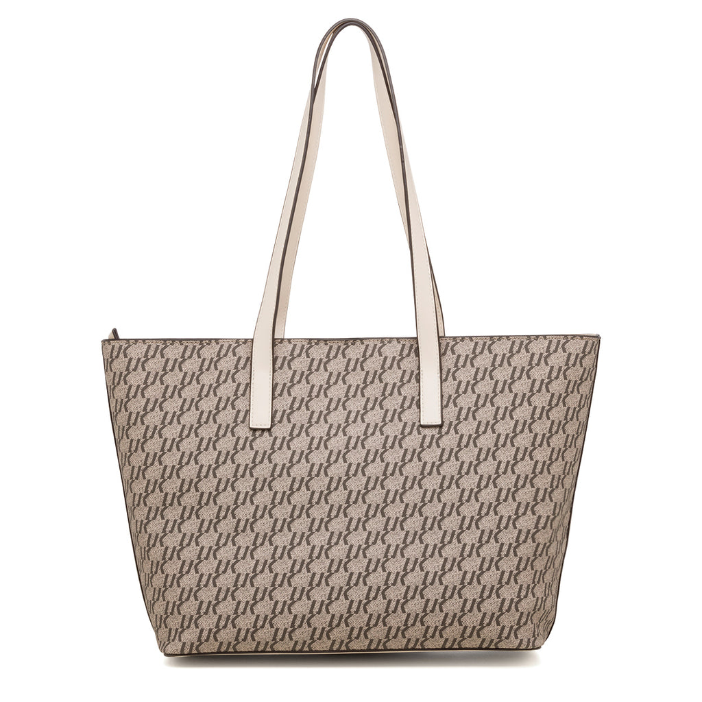 Borsa a spalla taupe da donna con stampa monogramma Lumberjack Jamie