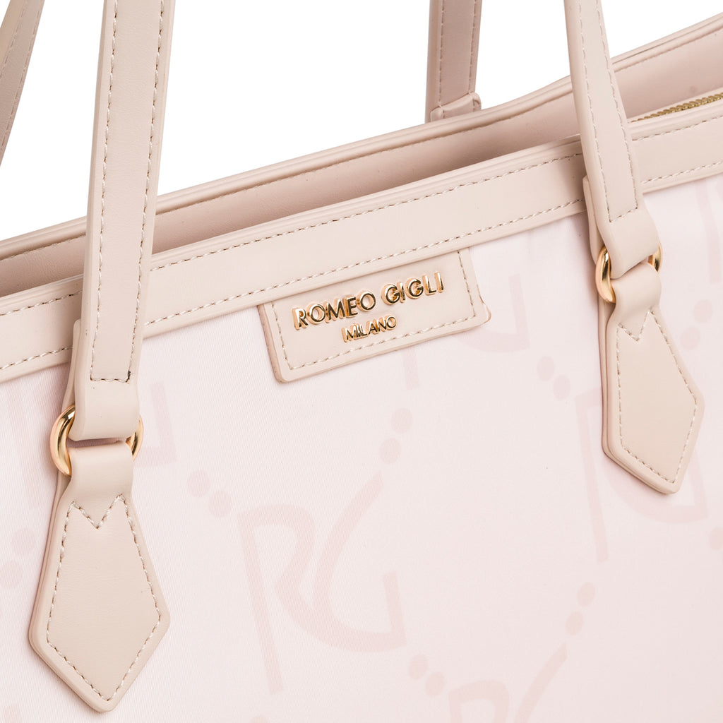 Borsa a spalla nude con monogramma da donna Romeo Gigli Milano Carmen