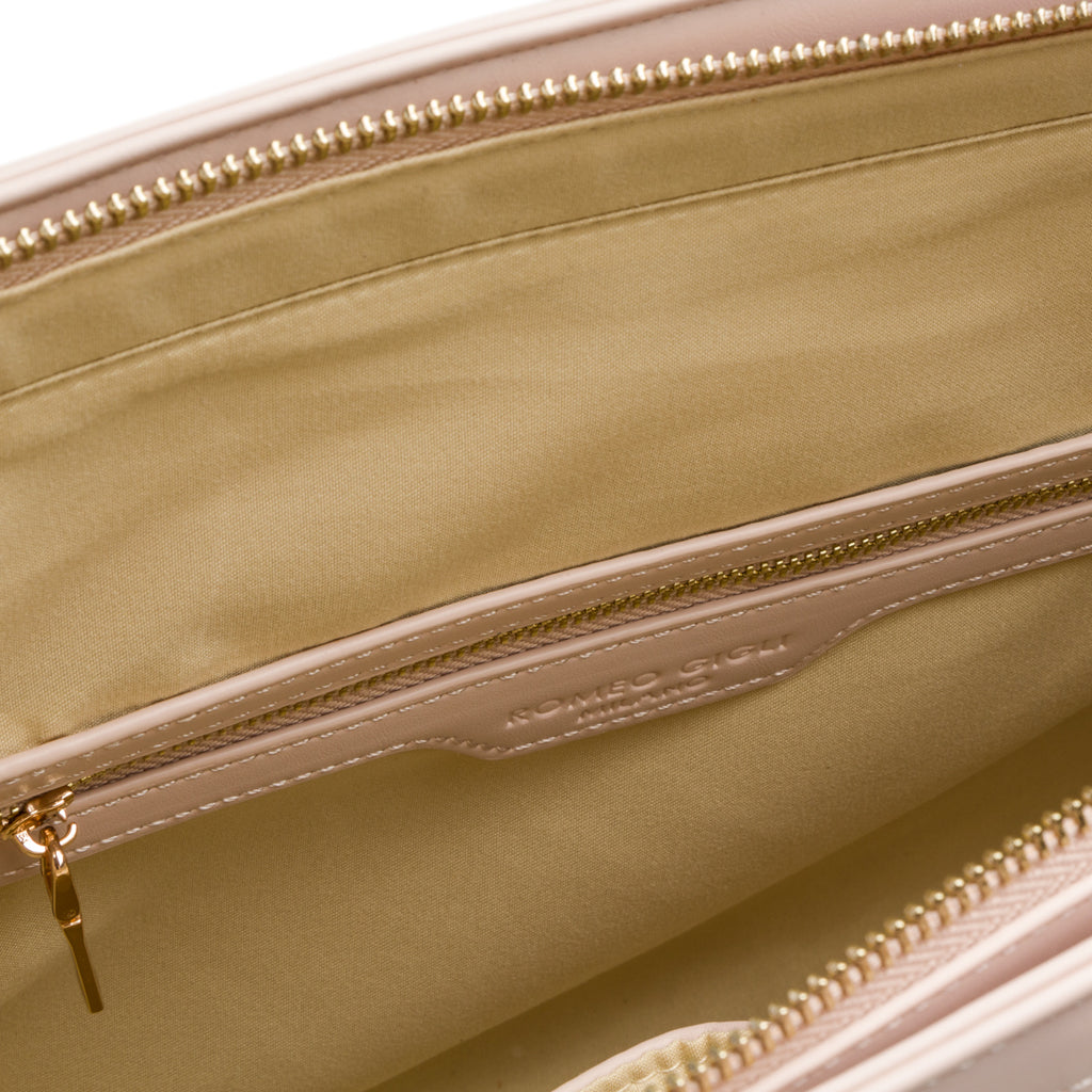 Borsa a spalla nude con monogramma da donna Romeo Gigli Milano Carmen