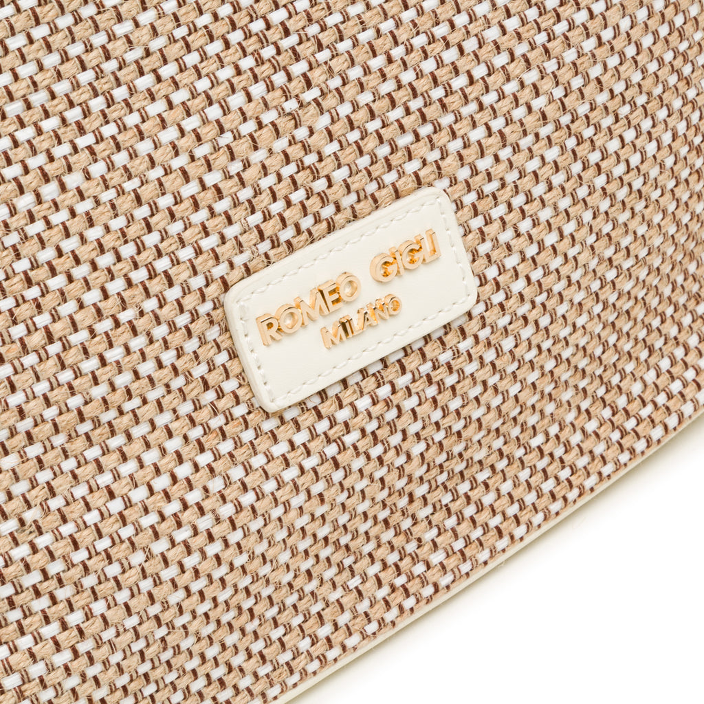 Borsa in juta da donna bianca off-white Romeo Gigli Milano Eunice