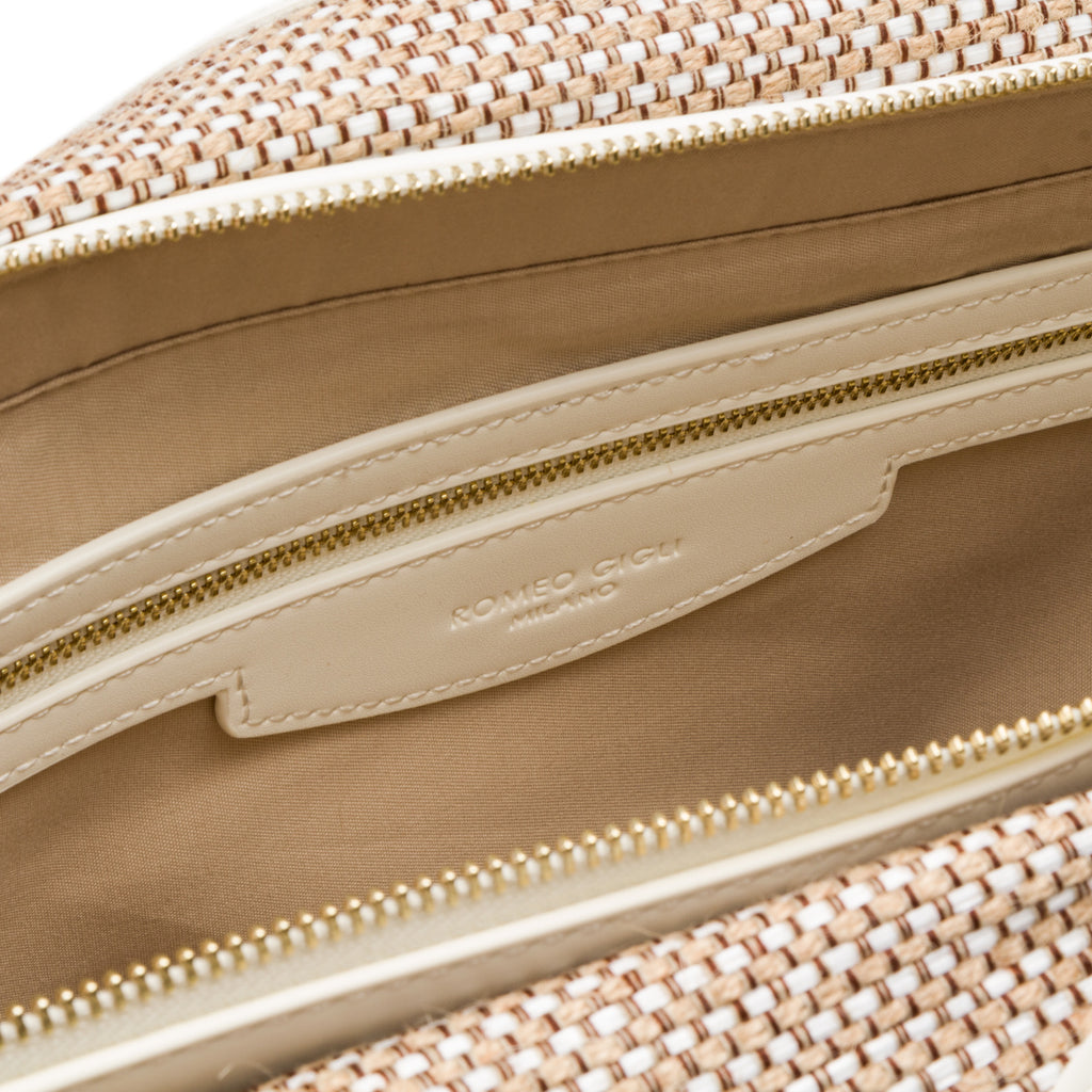 Borsa in juta da donna bianca off-white Romeo Gigli Milano Eunice