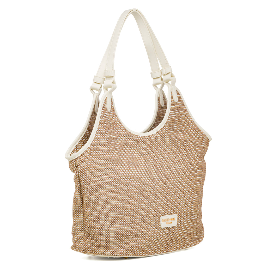 Borsa in juta da donna bianca off-white Romeo Gigli Milano Eunice