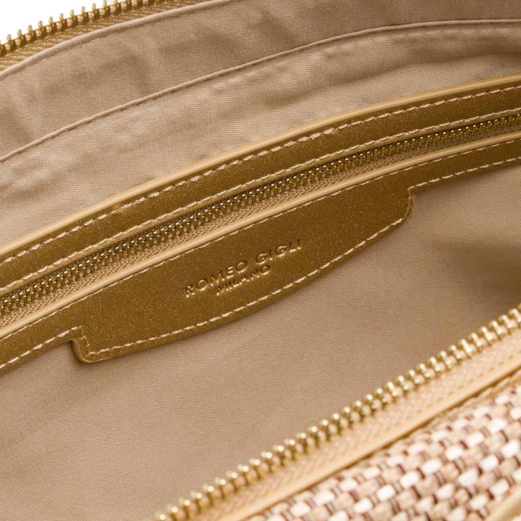 Borsa in juta da donna oro Romeo Gigli Milano Eunice