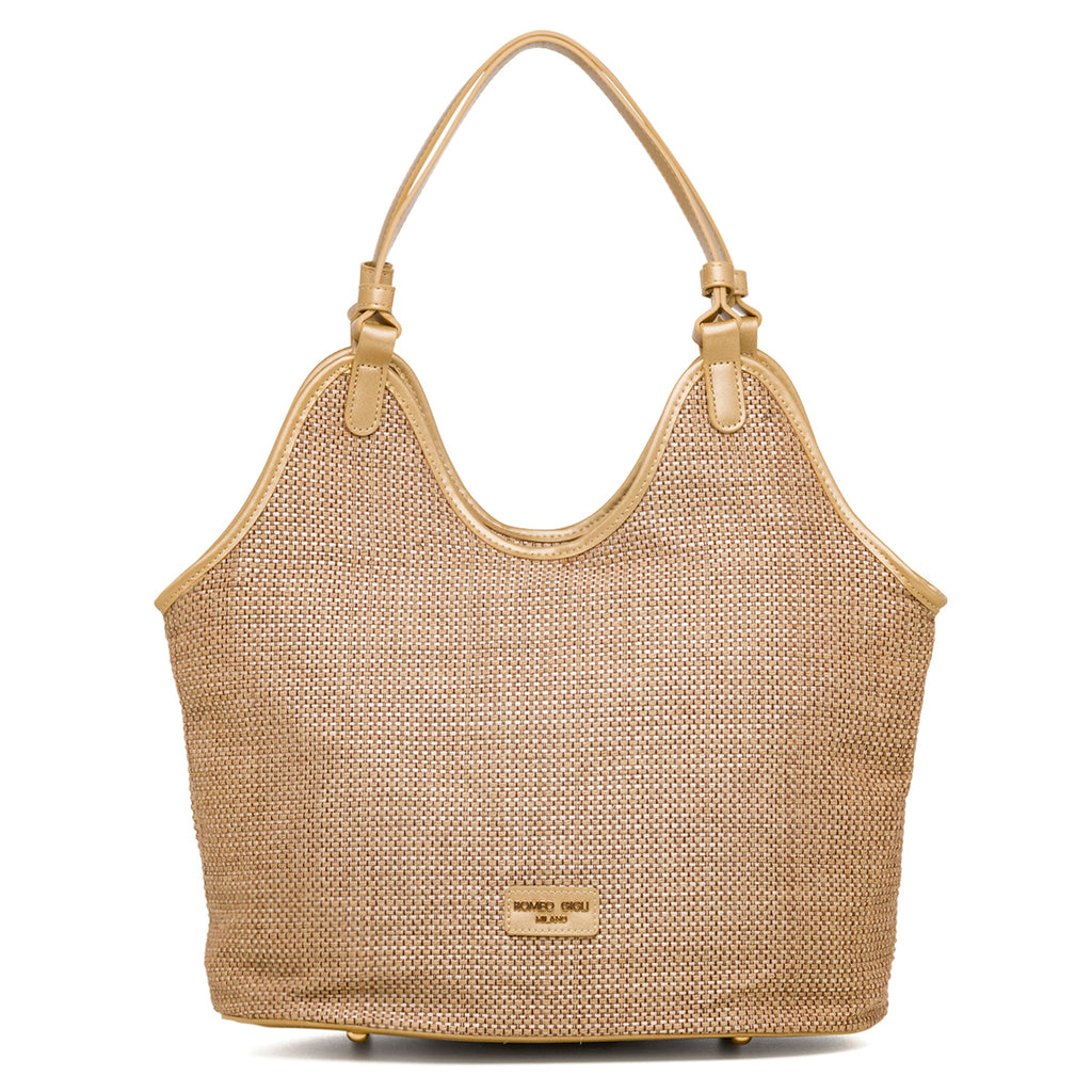 Borsa in juta da donna oro Romeo Gigli Milano Eunice