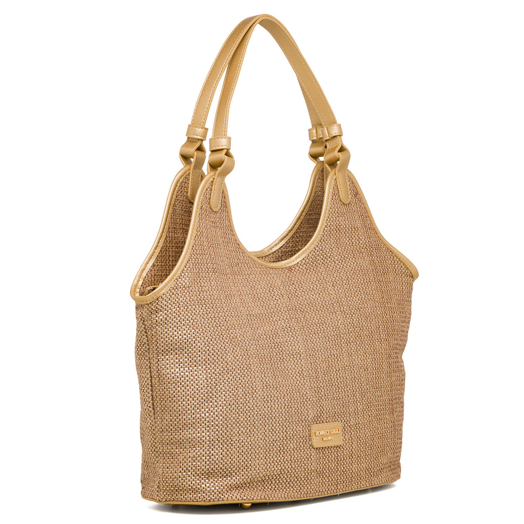 Borsa in juta da donna oro Romeo Gigli Milano Eunice