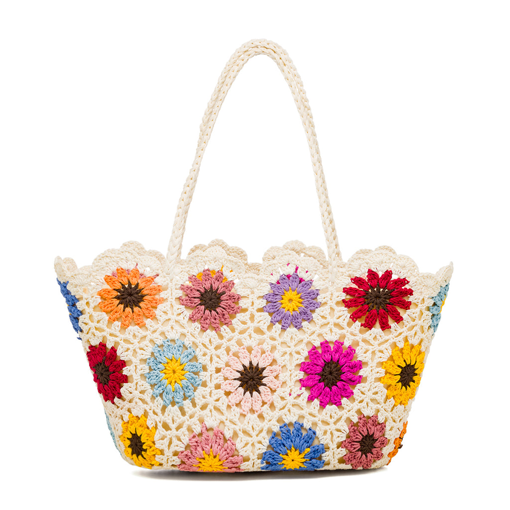 Borsa a spalla da donna multicolore con dettaglio fiori Romeo Gigli