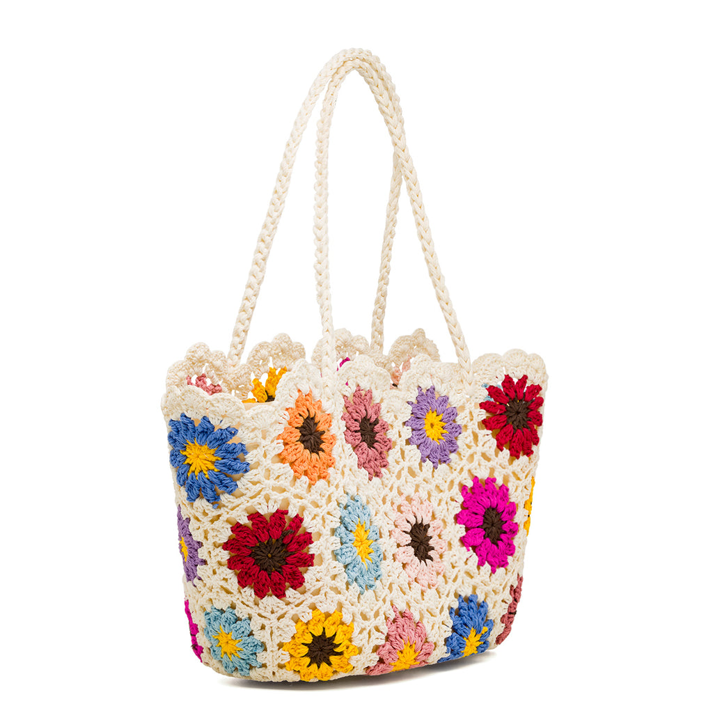 Borsa a spalla da donna multicolore con dettaglio fiori Romeo Gigli