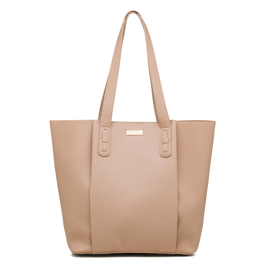 Borsa a spalla rosa da donna con logo frontale Lora Ferres