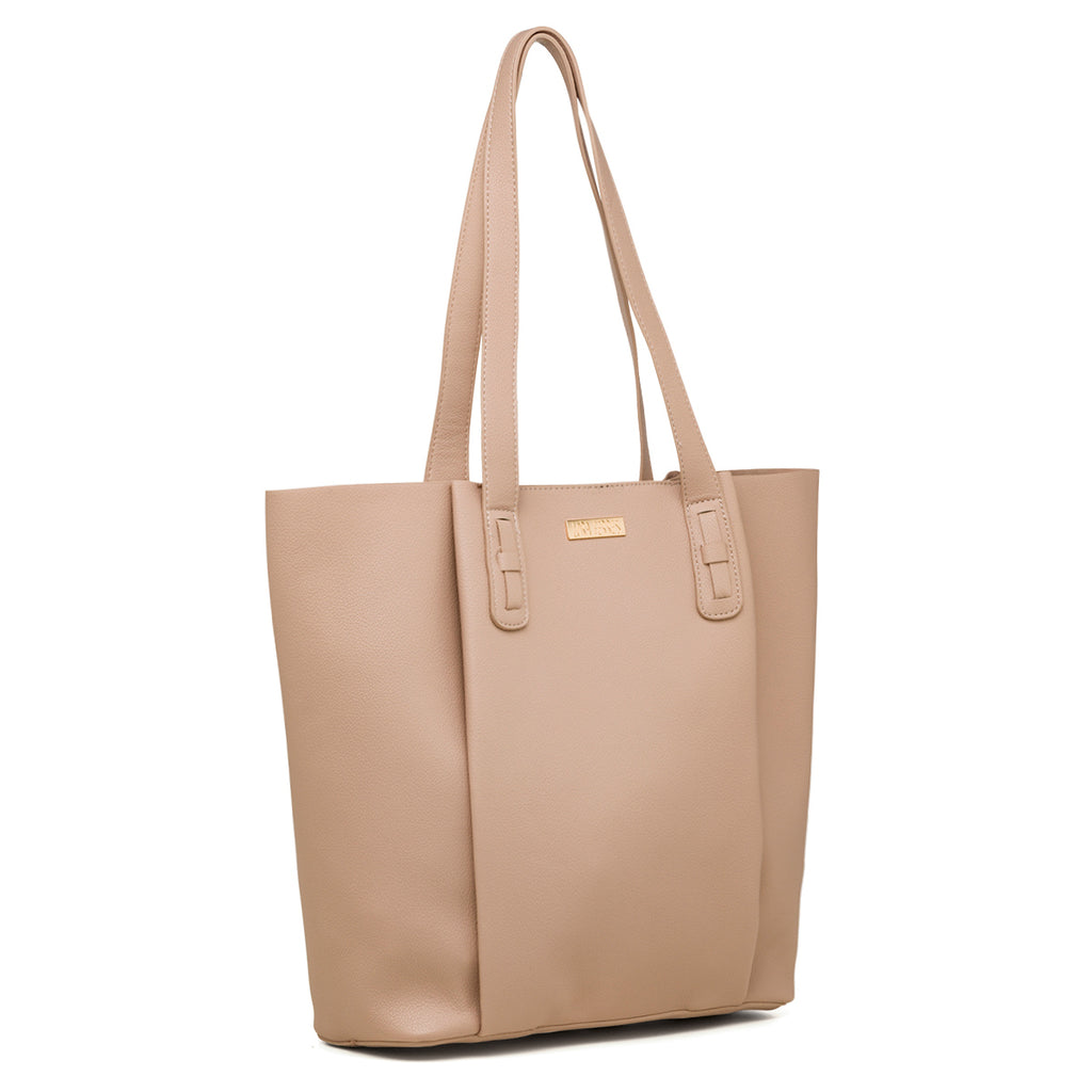 Borsa a spalla rosa da donna con logo frontale Lora Ferres