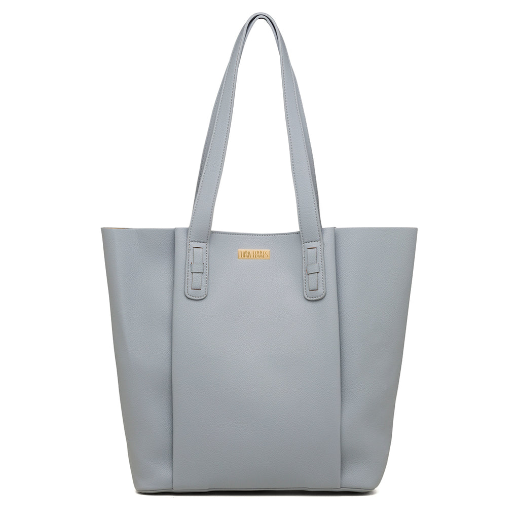 Borsa a spalla azzurra da donna con logo frontale Lora Ferres