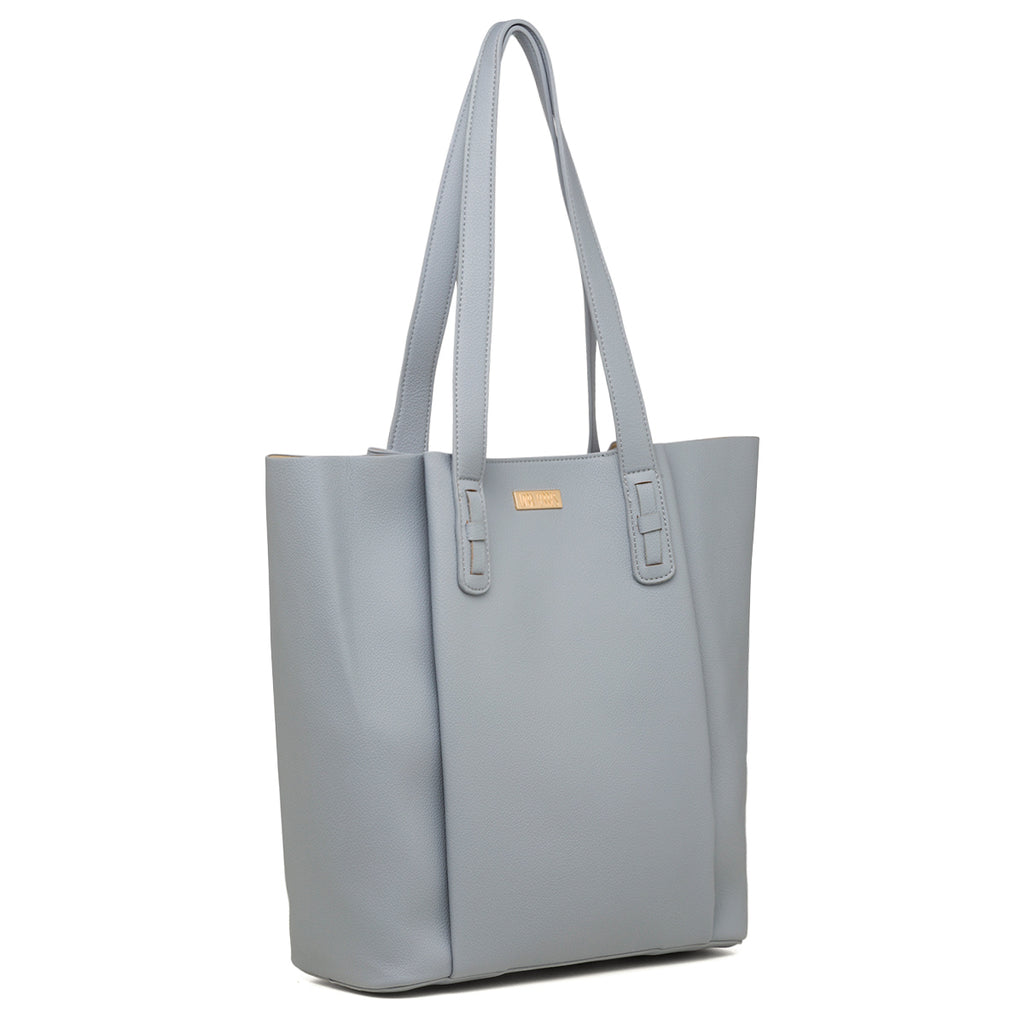 Borsa a spalla azzurra da donna con logo frontale Lora Ferres