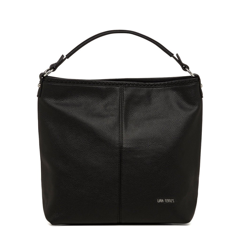 Borsa a spalla nera da donna con tasca esterna Lora Ferres