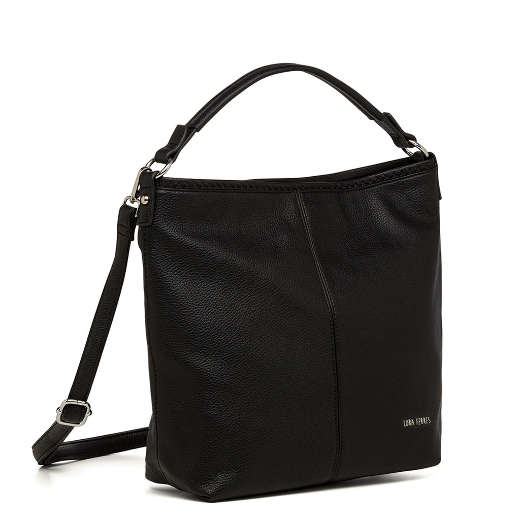 Borsa a spalla nera da donna con tasca esterna Lora Ferres