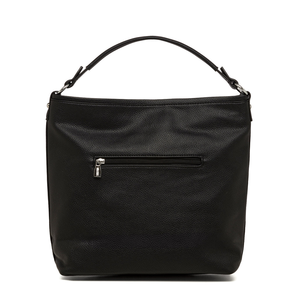 Borsa a spalla nera da donna con tasca esterna Lora Ferres