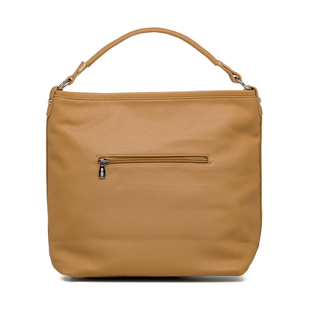 Borsa a spalla beige da donna con tasca esterna Lora Ferres