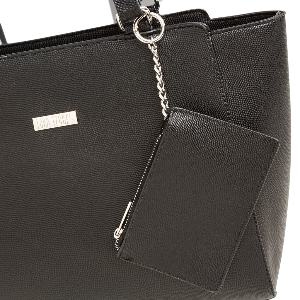 Borsa a spalla nera da donna con portafoglio abbinato Lora Ferres