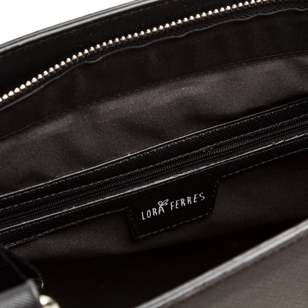Borsa a spalla nera da donna con portafoglio abbinato Lora Ferres