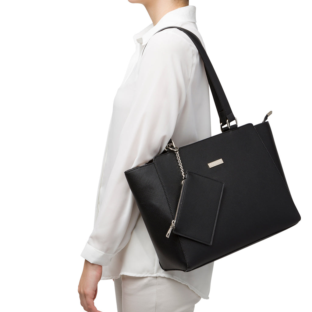 Borsa a spalla nera da donna con portafoglio abbinato Lora Ferres