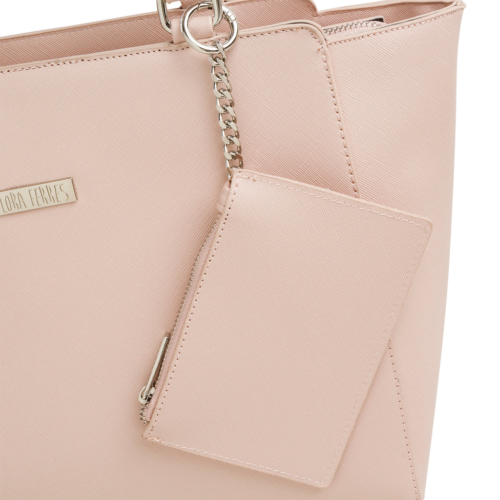 Borsa a spalla rosa da donna con portafoglio abbinato Lora Ferres