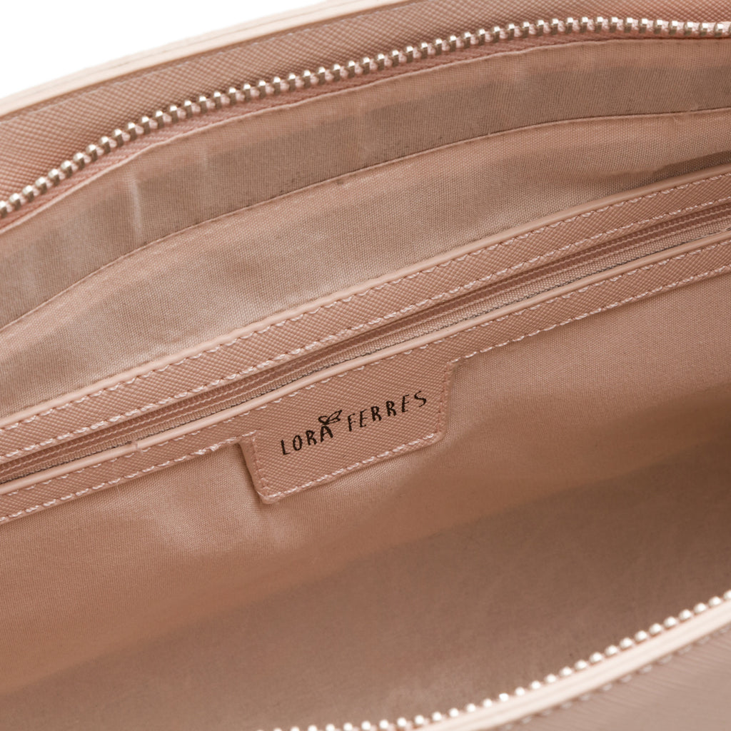 Borsa a spalla rosa da donna con portafoglio abbinato Lora Ferres