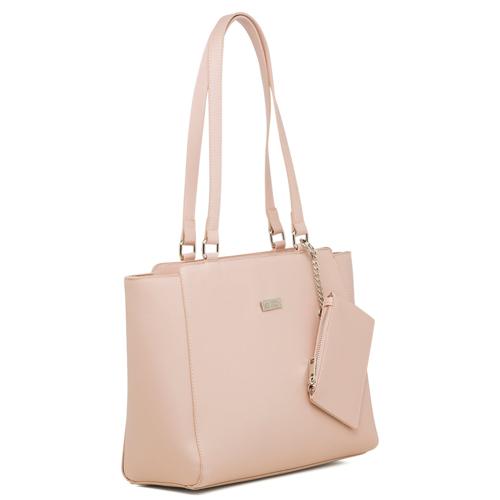 Borsa a spalla rosa da donna con portafoglio abbinato Lora Ferres