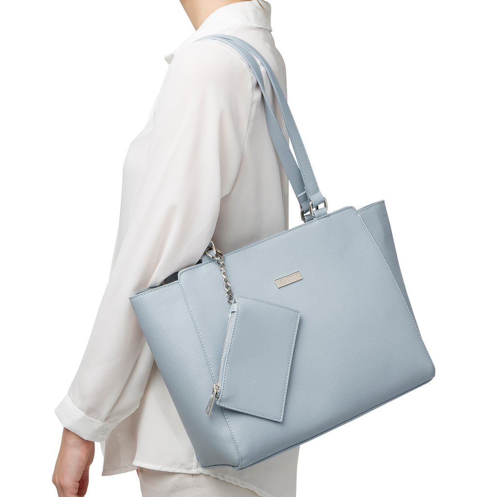 Borsa a spalla azzurra da donna con portafoglio abbinato Lora Ferres