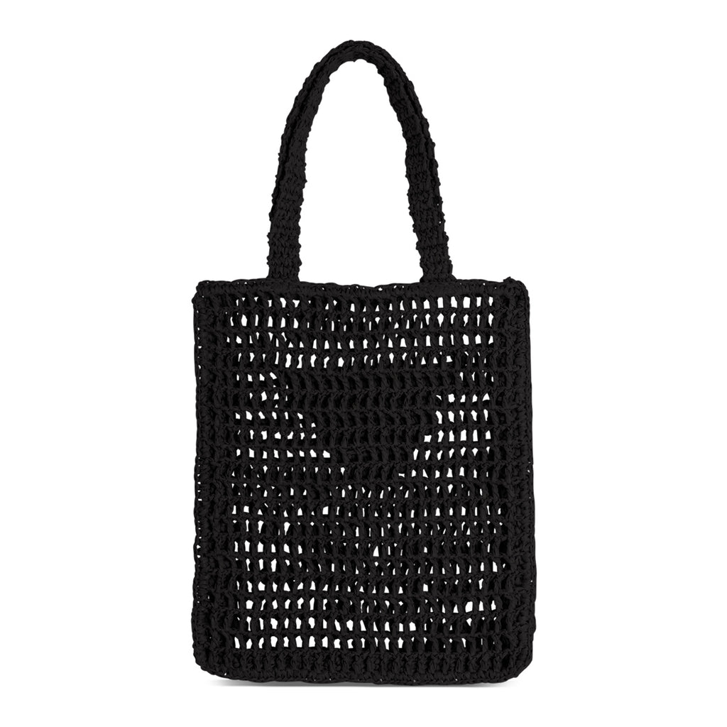 Borsa da mare donna effetto paglia nera Lora Ferres