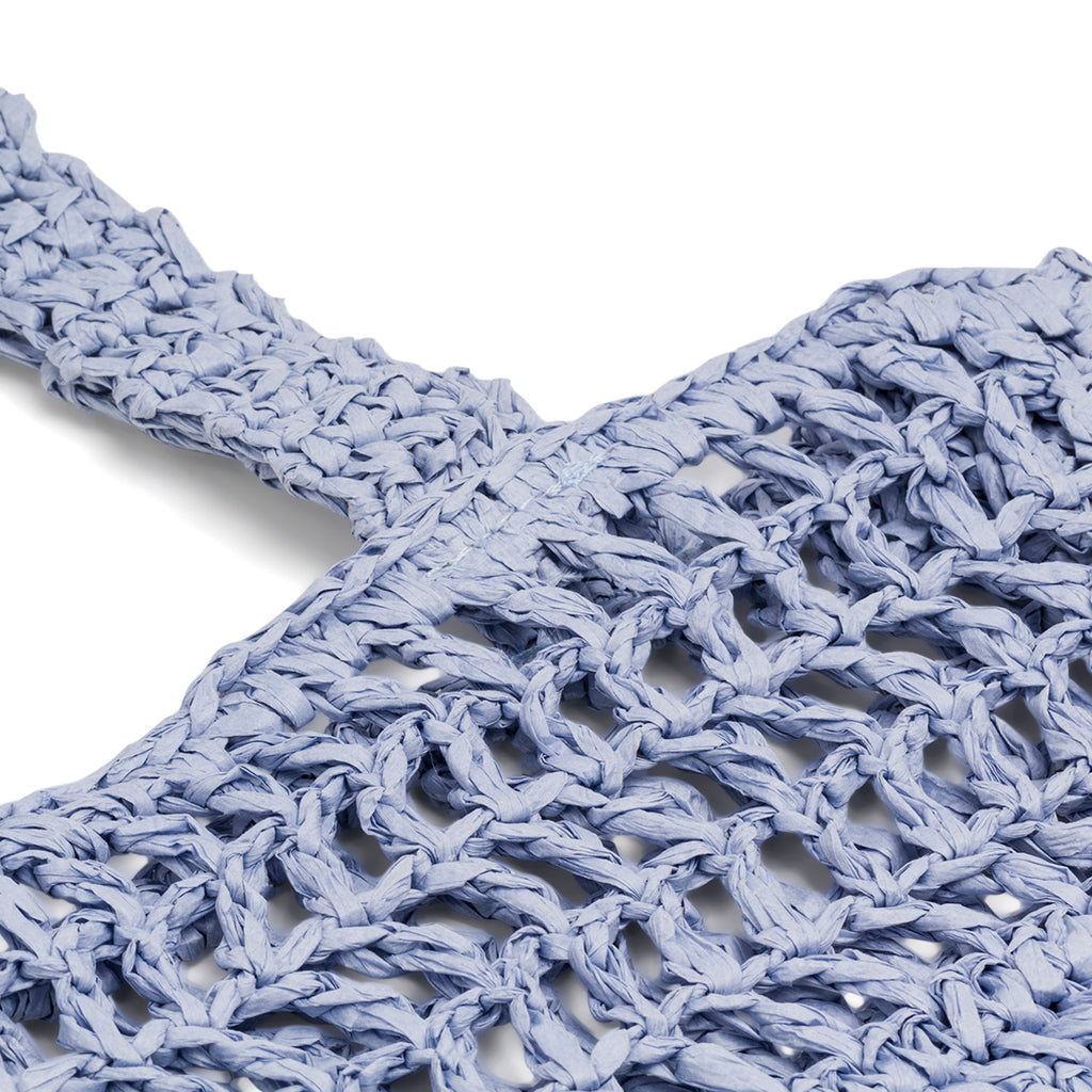 Borsa a spalla da donna azzurra effetto paglia Lora Ferres