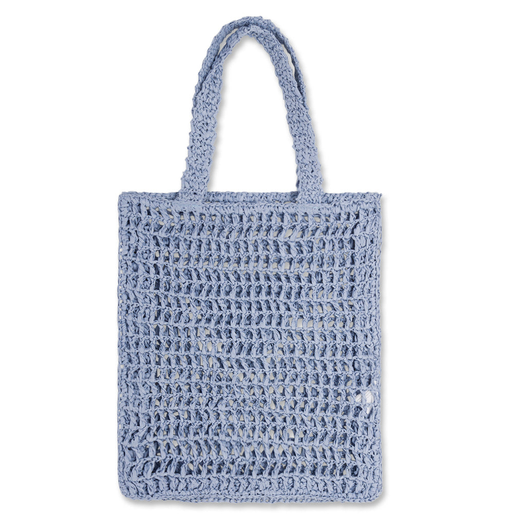 Borsa a spalla da donna azzurra effetto paglia Lora Ferres