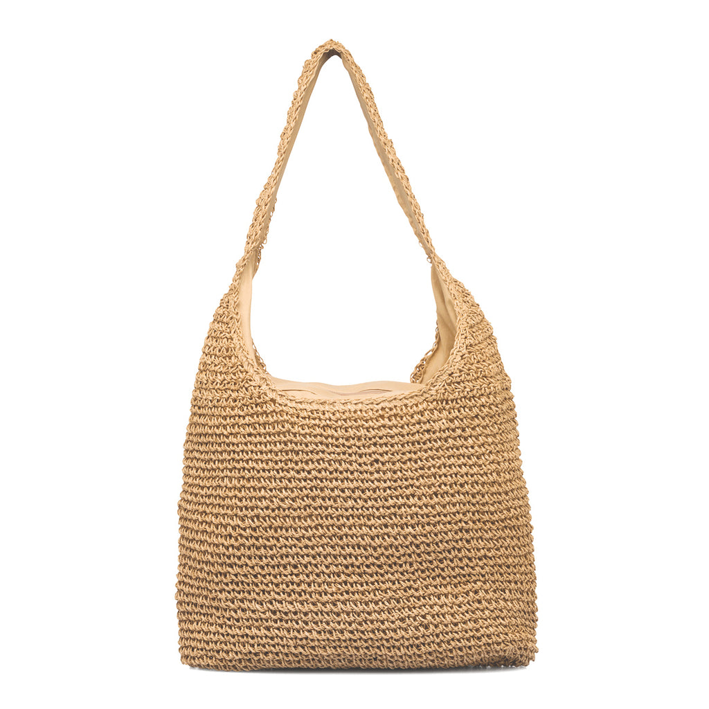 Borsa da mare donna beige effetto paglia Lora Ferres