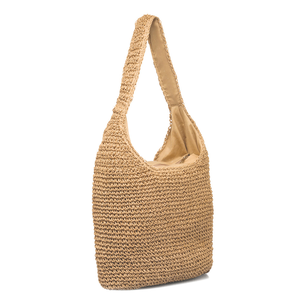 Borsa da mare donna beige effetto paglia Lora Ferres