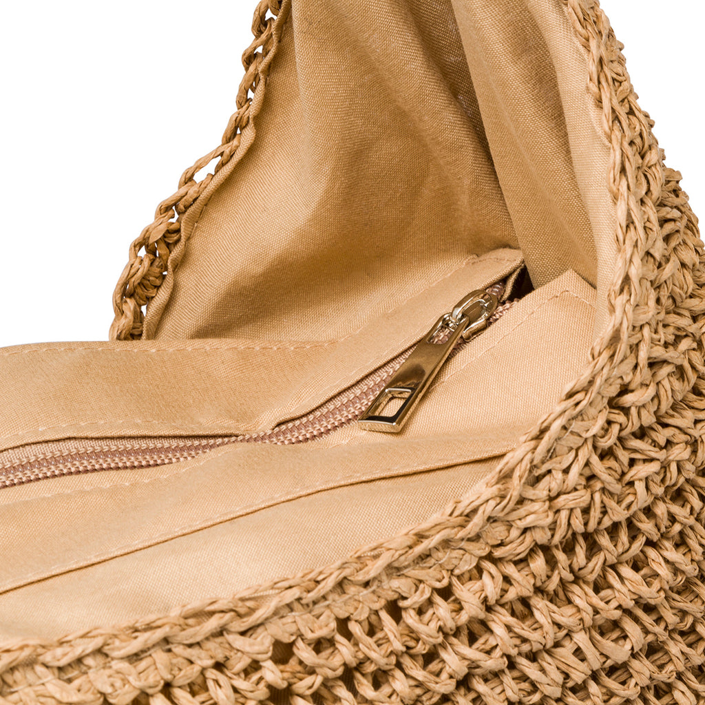 Borsa da mare donna beige effetto paglia Lora Ferres