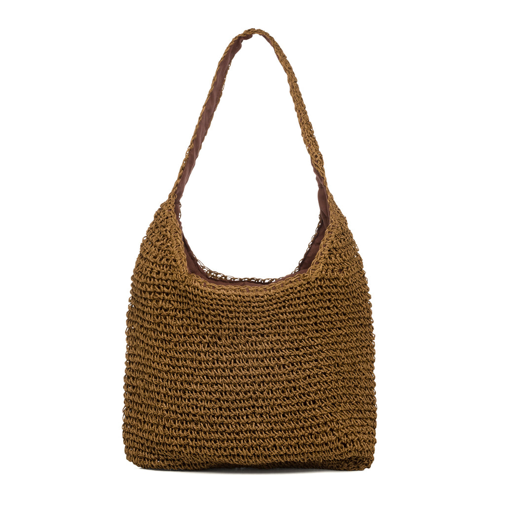 Borsa da mare donna effetto paglia marrone Lora Ferres