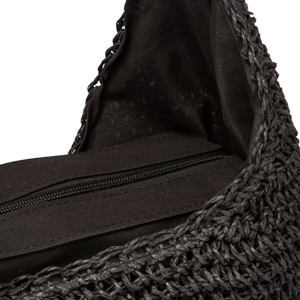 Borsa da mare donna effetto paglia nera Lora Ferres