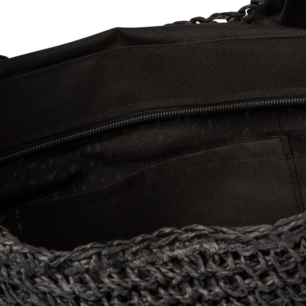 Borsa da mare donna effetto paglia nera Lora Ferres