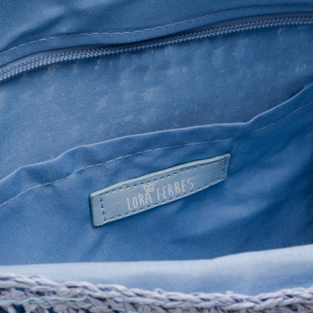 Borsa da mare donna effetto paglia azzurro Lora Ferres