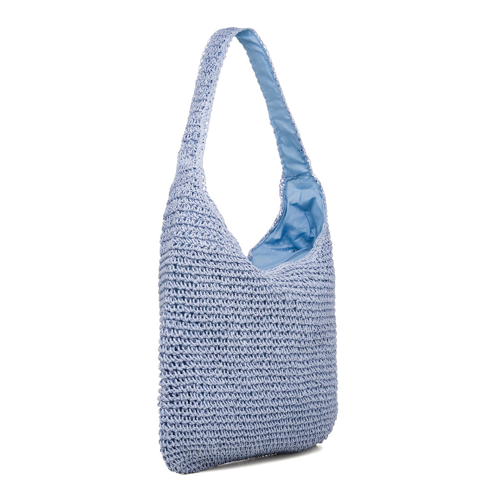 Borsa da mare donna effetto paglia azzurro Lora Ferres