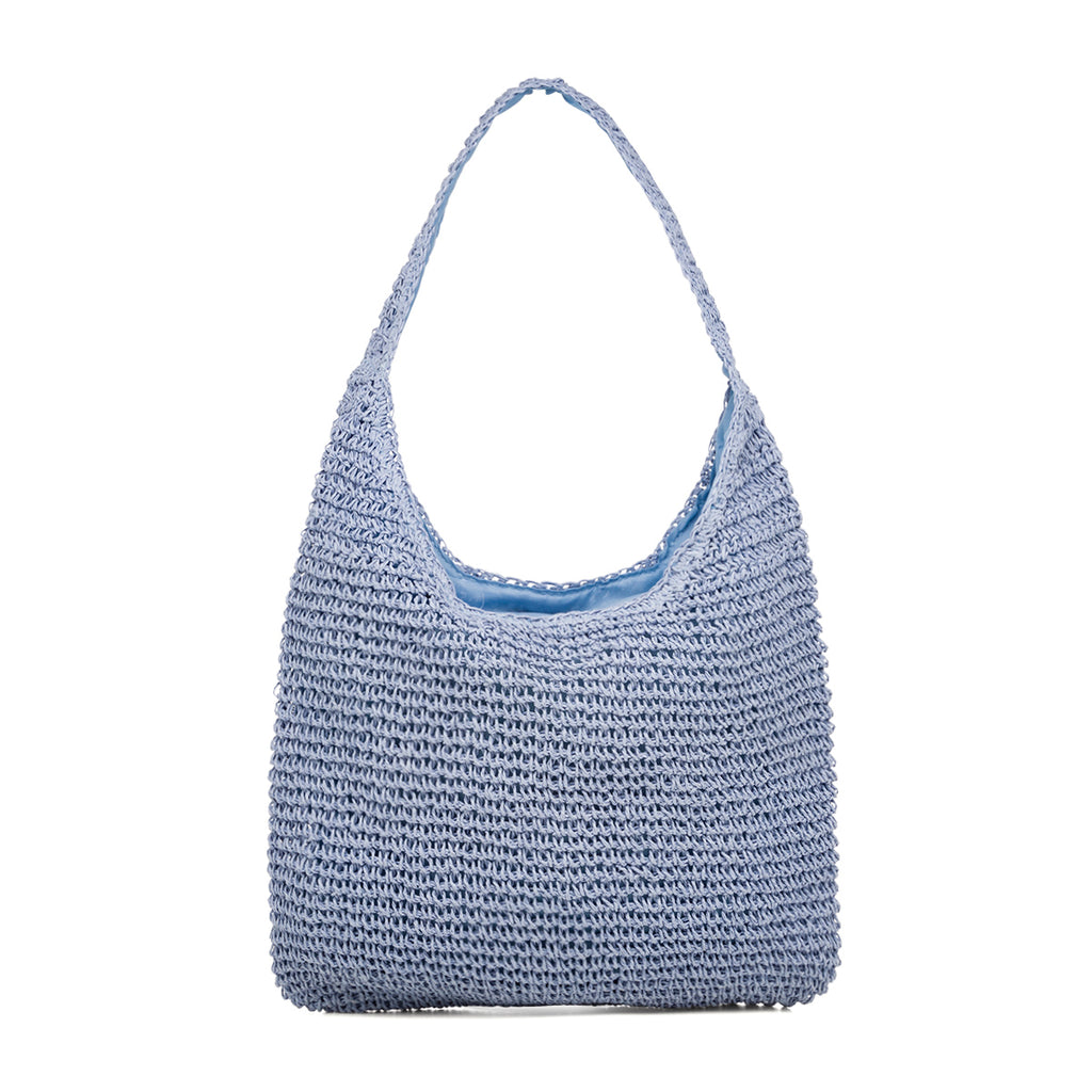 Borsa da mare donna effetto paglia azzurro Lora Ferres