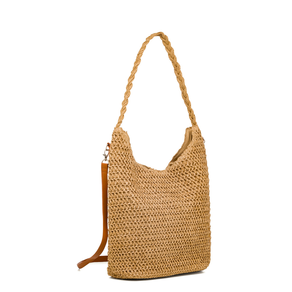 Borsa da mare donna effetto paglia beige Lora Ferres