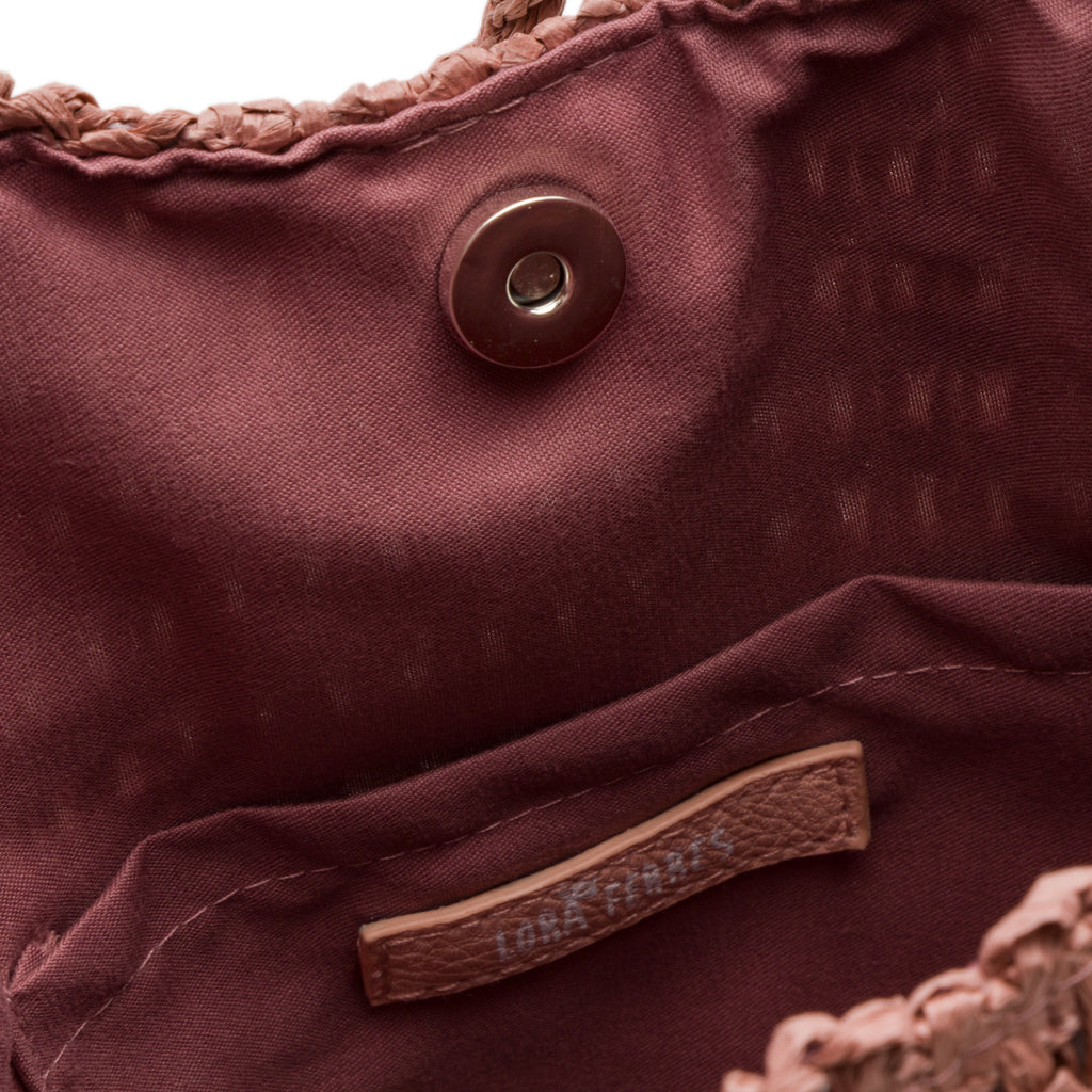 Borsa da mare da donna effetto paglia rosa antico Lora Ferres