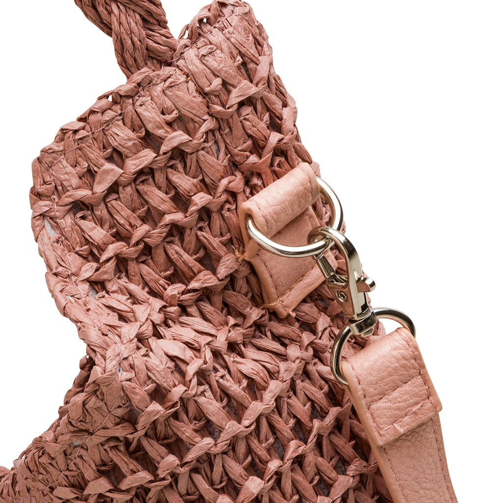 Borsa da mare da donna effetto paglia rosa antico Lora Ferres