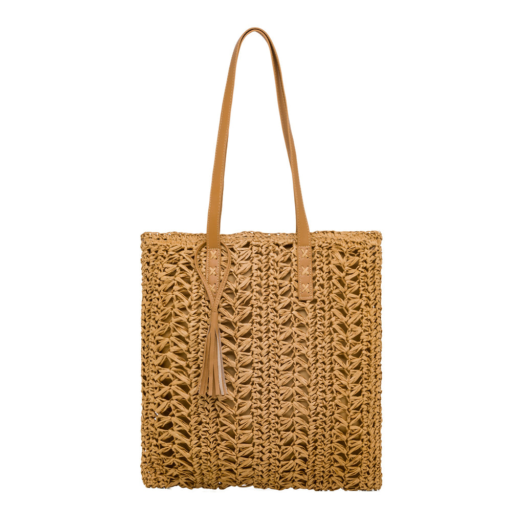 Borsa da mare donna beige effetto paglia Lora Ferres