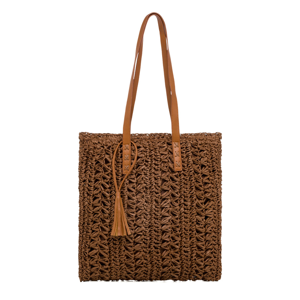 Borsa da mare donna marrone effetto paglia Lora Ferres