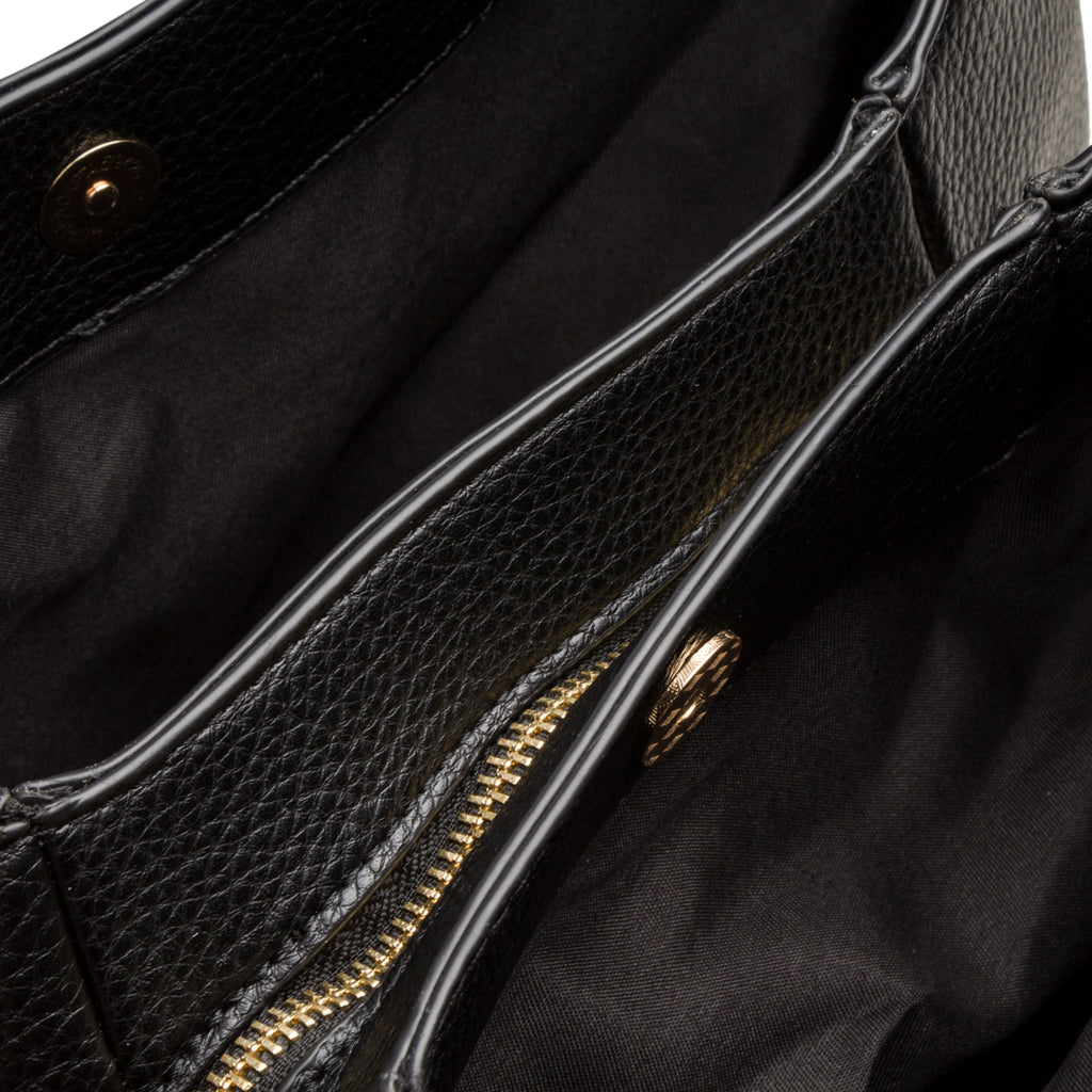 Borsa a spalla da donna nera con logo Lora Ferres