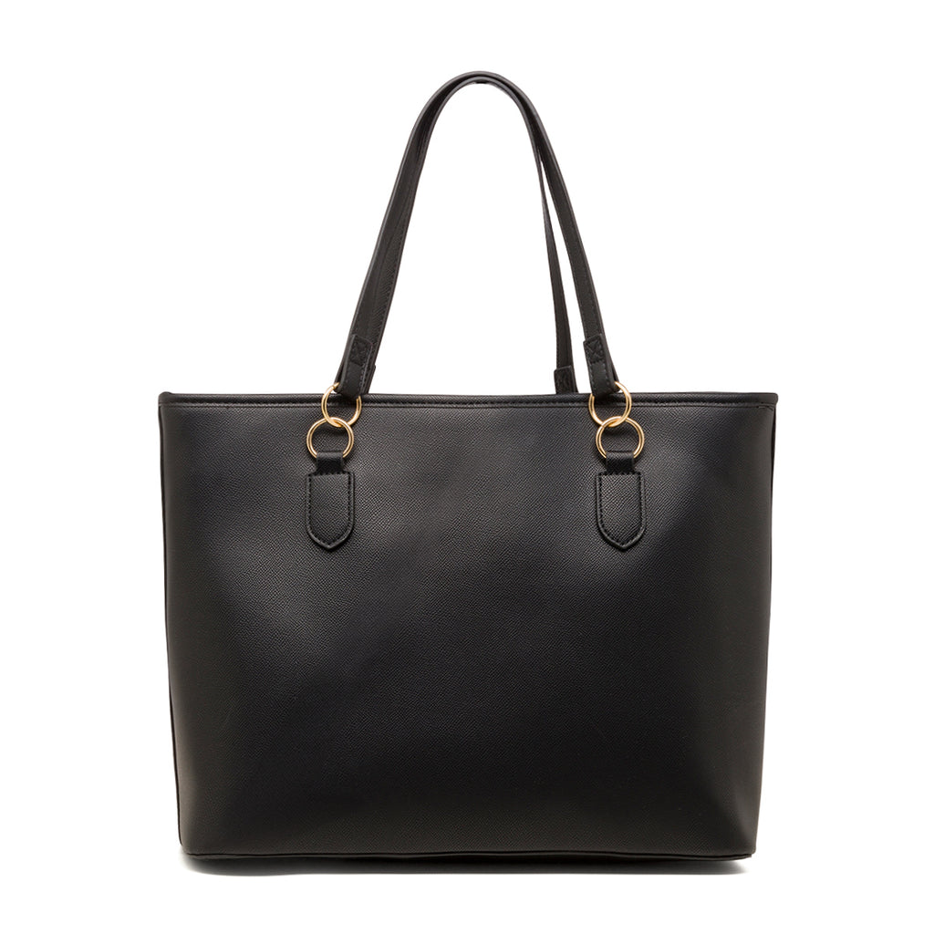 Borsa a spalla da donna nera con logo Lora Ferres