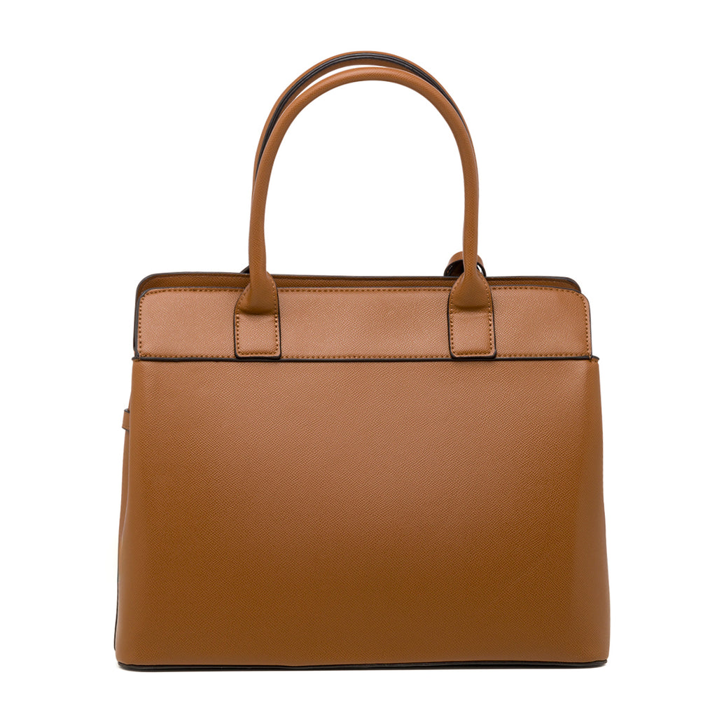 Borsa a mano da donna marrone con logo Lora Ferres